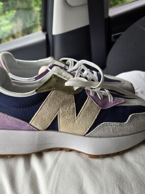 New Balance Navy, Purple & Cream Retro Runner Sneakers